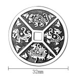 990 Pure Silver Four Divine Beasts & Bagua Talisman Pendant